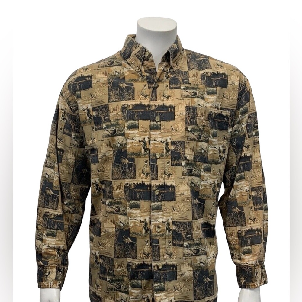 FIELD & STREAM Brown Tan Bird Hunting Long Sleeve Button Down Shirt Men's Large